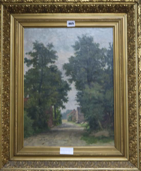 English School Tree lined lane 47 x 35cm